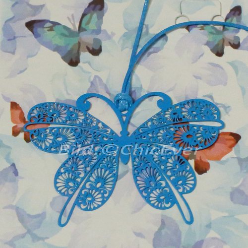 4er Set Lesezeichen Bookmark Schmetterlinge Metall schwarz blau orange rosa 3027